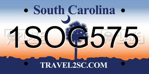 1SOG575 South Carolina License Plate