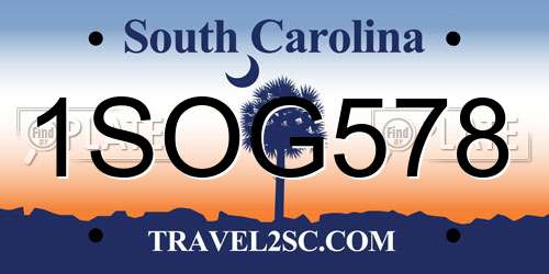 1SOG578 South Carolina License Plate