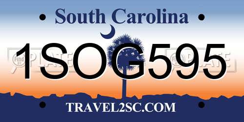 1SOG595 South Carolina License Plate