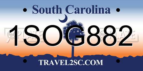 1SOG882 South Carolina License Plate
