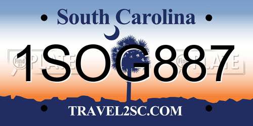 1SOG887 South Carolina License Plate
