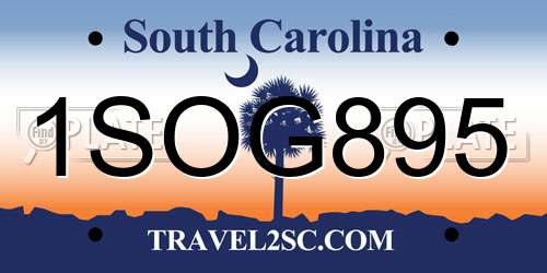 1SOG895 South Carolina License Plate