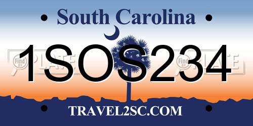 1SOS234 South Carolina License Plate