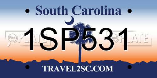 1SP531 South Carolina License Plate