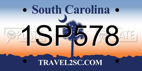 1SP578 South Carolina License Plate