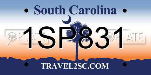 1SP831 South Carolina License Plate