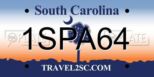 1SPA64 South Carolina License Plate