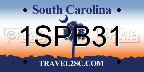 1SPB31 South Carolina License Plate