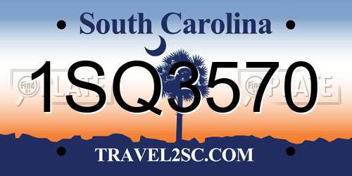 1SQ3570 South Carolina License Plate