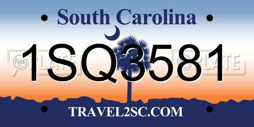 1SQ3581 South Carolina License Plate