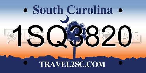 1SQ3820 South Carolina License Plate