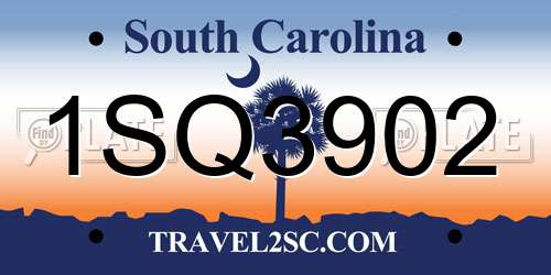 1SQ3902 South Carolina License Plate