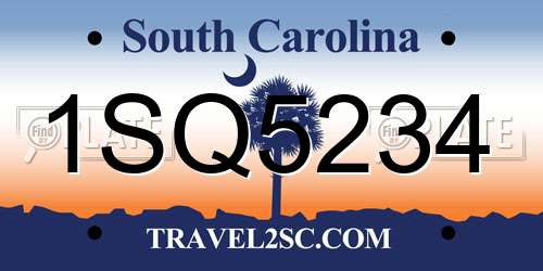 1SQ5234 South Carolina License Plate