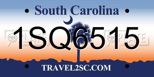 1SQ6515 South Carolina License Plate