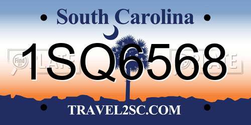 1SQ6568 South Carolina License Plate