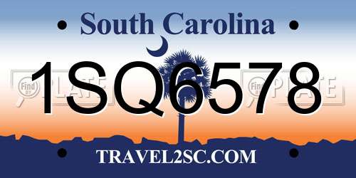 1SQ6578 South Carolina License Plate