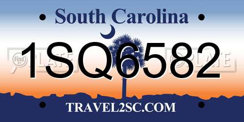 1SQ6582 South Carolina License Plate