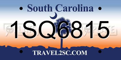 1SQ6815 South Carolina License Plate