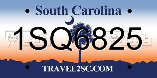 1SQ6825 South Carolina License Plate