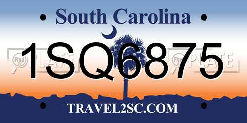 1SQ6875 South Carolina License Plate