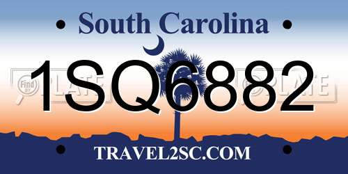 1SQ6882 South Carolina License Plate