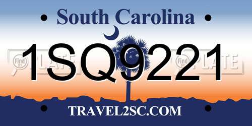 1SQ9221 South Carolina License Plate