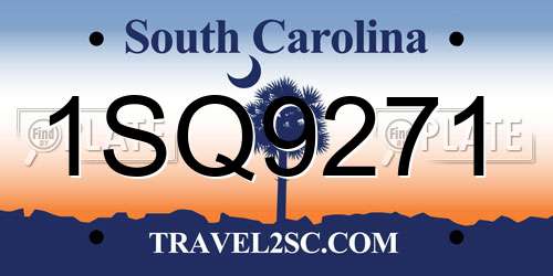 1SQ9271 South Carolina License Plate