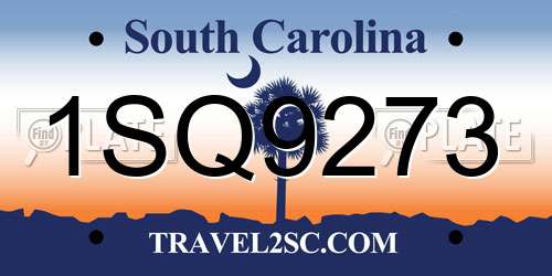 1SQ9273 South Carolina License Plate