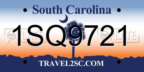 1SQ9721 South Carolina License Plate