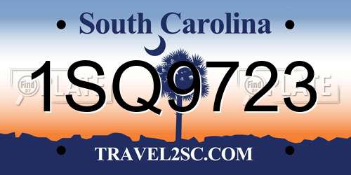 1SQ9723 South Carolina License Plate