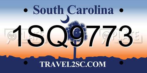 1SQ9773 South Carolina License Plate