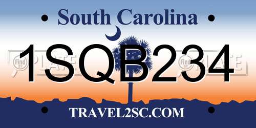 1SQB234 South Carolina License Plate