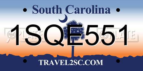 1SQE551 South Carolina License Plate