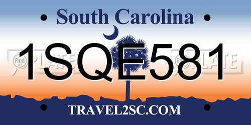 1SQE581 South Carolina License Plate