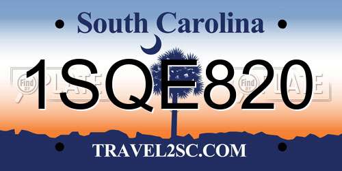 1SQE820 South Carolina License Plate