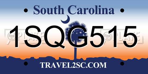 1SQG515 South Carolina License Plate