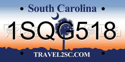 1SQG518 South Carolina License Plate