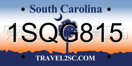 1SQG815 South Carolina License Plate