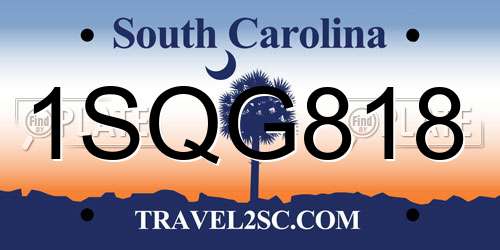1SQG818 South Carolina License Plate