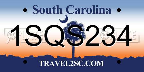 1SQS234 South Carolina License Plate