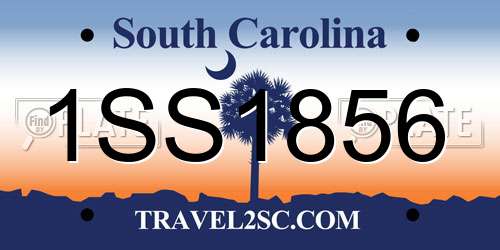 1SS1856 South Carolina License Plate