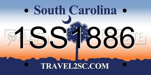 1SS1886 South Carolina License Plate