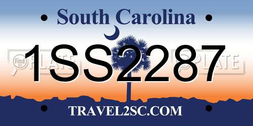 1SS2287 South Carolina License Plate