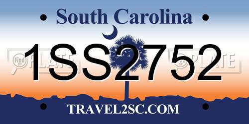 1SS2752 South Carolina License Plate