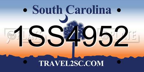 1SS4952 South Carolina License Plate