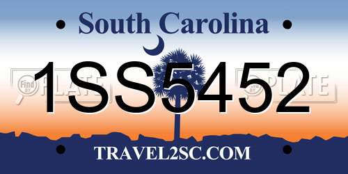 1SS5452 South Carolina License Plate