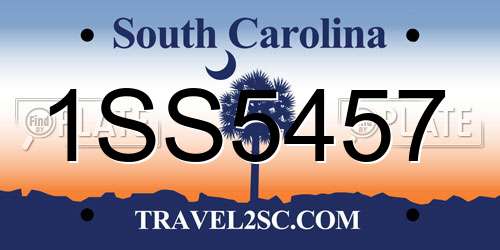 1SS5457 South Carolina License Plate