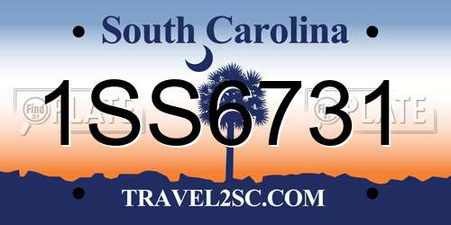 1SS6731 South Carolina License Plate
