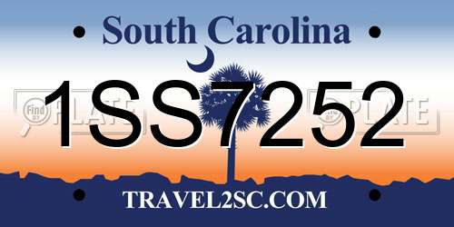 1SS7252 South Carolina License Plate