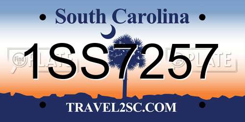 1SS7257 South Carolina License Plate